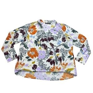 Halogen x Atlantic Pacific Collaboration Floral Cross Front Blouse Size 1X